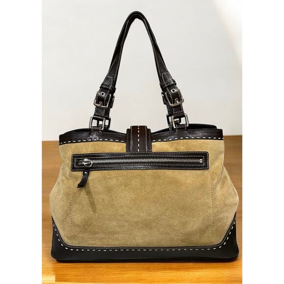 Y2K Coach F12620 Hamptons Suede Large Carryall Bag & Wristlet - Picture 3 of 14